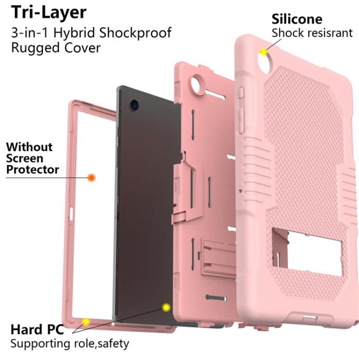 OEM - Galaxy Tab A8 10.5 (2021) Skal Robot B2 Kickstand - Rosa