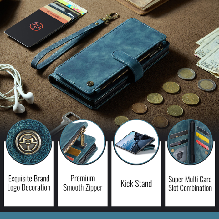 Caseme - CASEME Galaxy Z Fold 7 Plånboksfodral Med Rem läder - Blå