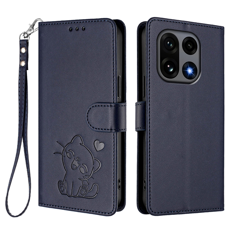 OnePlus 15 5G Konstläder Plånboksfodral Love Cat Pattern Imprint (Blå) | 2353 | AlltMobil