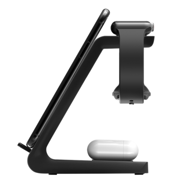 UTGATT1 - Deltaco 3in1 Qi Trådlös Laddare 15W USB-C - Svart