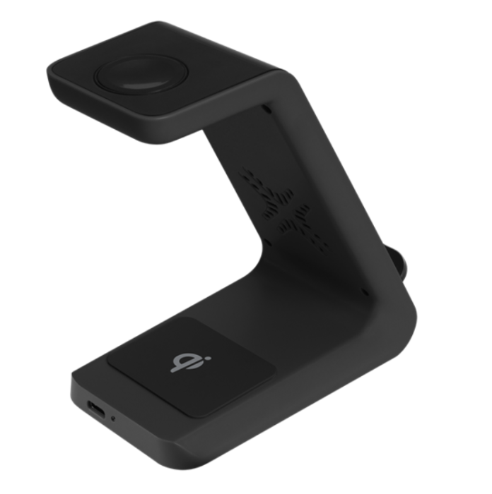 UTGATT1 - Deltaco 3in1 Qi Trådlös Laddare 15W USB-C - Svart