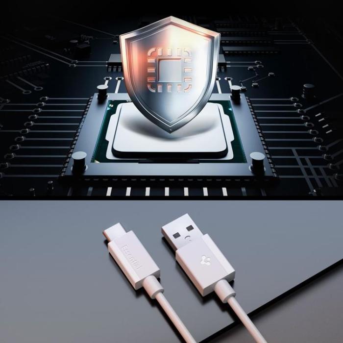 Spigen - Spigen USB-A till USB-C kabel Essential 1m 60W - Vit