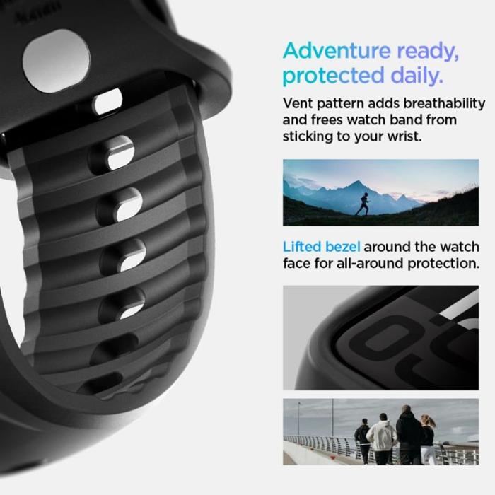 Spigen - Spigen Apple Watch 46mm Series 10 Armband Liquid Air Pro - Svart