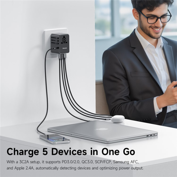 MCDODO - MCDODO Snabbladdare 70W 3x USB-C/2x USB-A med USB-C Kabel G5