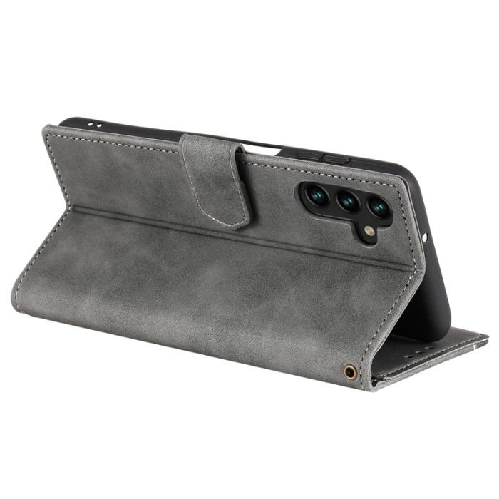 OEM - Samsung Galaxy S26 Fodral Äkta Läder Splicing - Grå