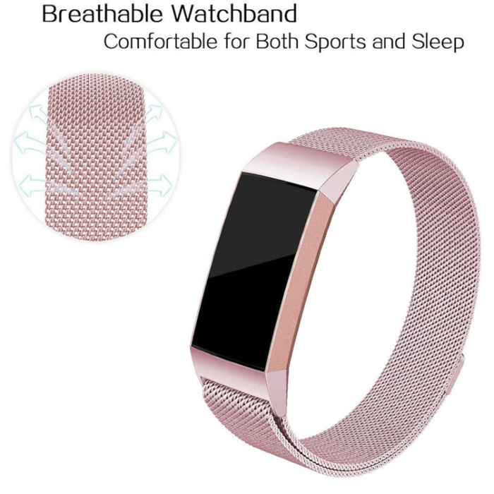 A-One Brand - Fitbit Charge 4/3 Armband Milanese Loop - Rosa