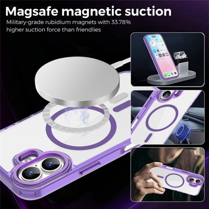 A-One Brand - iPhone 17 Mobilskal MagSafe TPU+PC Transparent - Lila