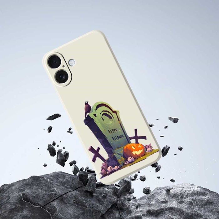A-One Brand - iPhone 17 Mobilskal med Halloween Tombstone Pattern TPU - Svart