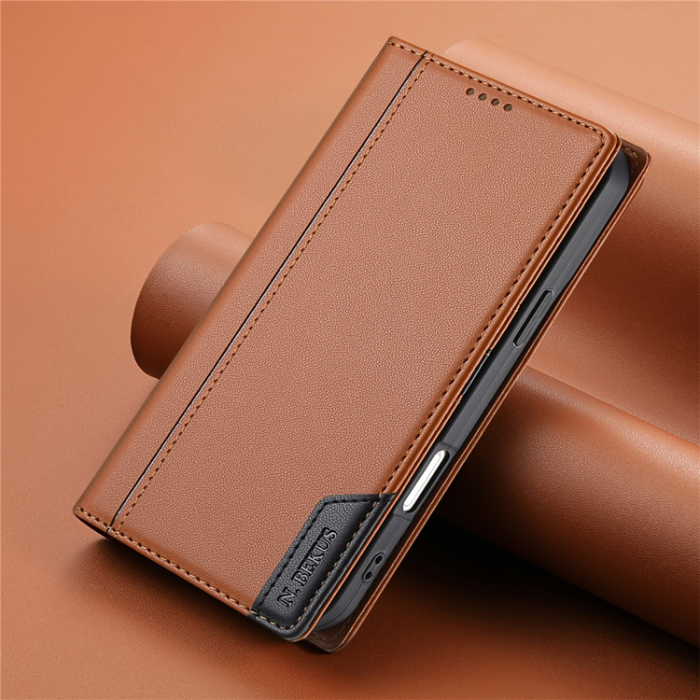N.BEKUS - N.BEKUS iPhone 17 Plånboksfodral RFID Blocking P3 - Brun