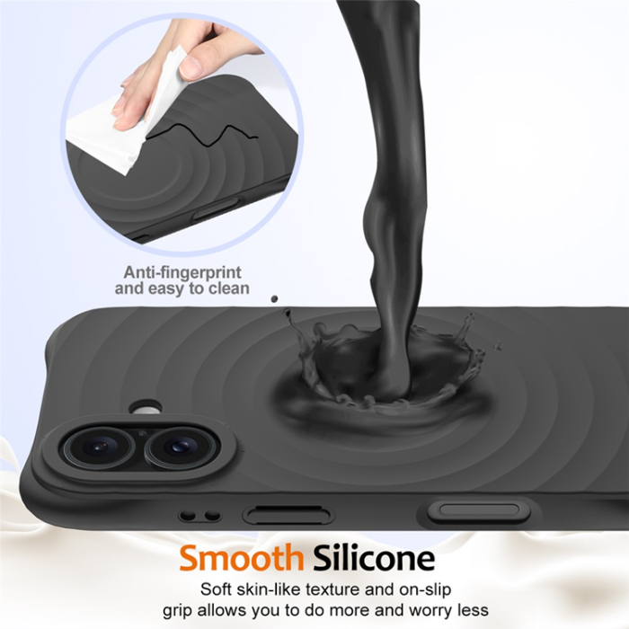 A-One Brand - iPhone 17 Mobilskal MagSafe Silikon Ripple Liquid - Svart