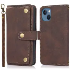 OEM - iPhone 14 Plus Pl&aring;nboksfodral Flip - Coffee