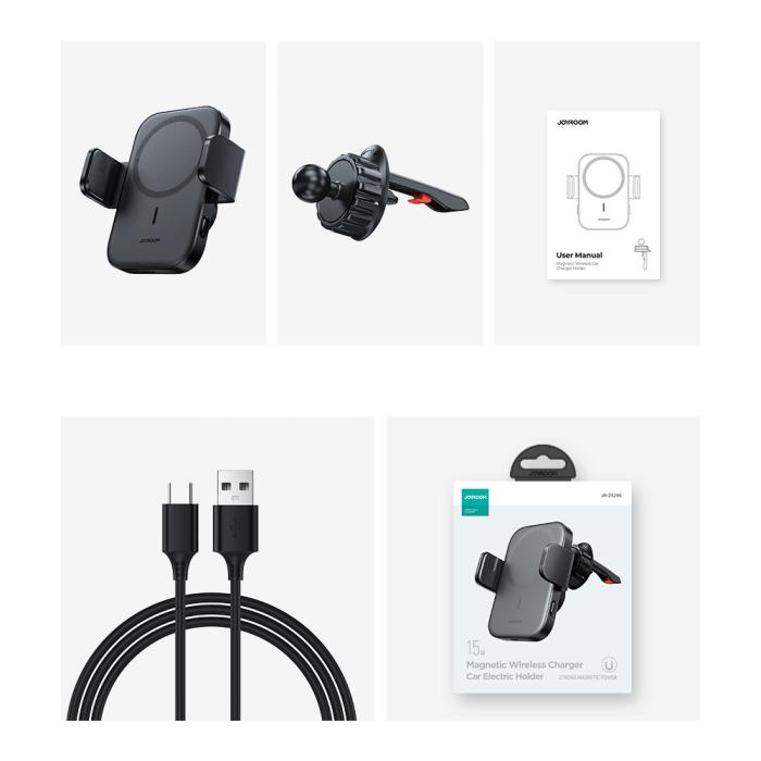 Joyroom - Joyroom Magsafe Trådlös laddare 15W Bilhållare till Ventgaller - Svart