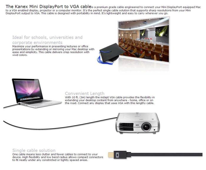 UTGATT1 - Kanex Mini DisplayPort till VGA kabel - 3 meter