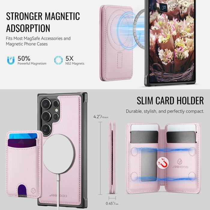 OEM - JEEHOOD Samsung Galaxy S23 Ultra Fodral KonstLäder - Rosa