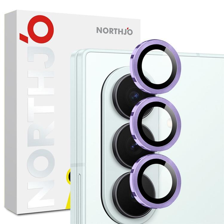 NORTHJO Kameralinsskydd Härdat glas För Galaxy Z Fold 8 Metal Ring - Lila | 5468 | AlltMobil