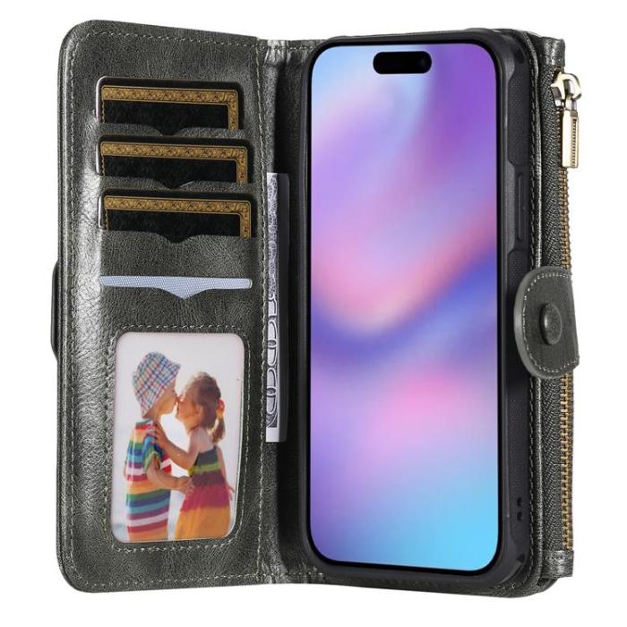 A-One Brand - iPhone Air Plånboksfodral Detachable korthållare - Grön