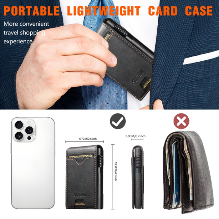 SUTENI - SUTENI Korthållare Automatiskt Pop-Up Metall Imprint Waxy Texture