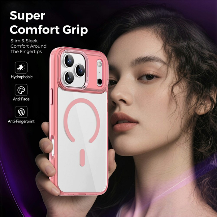 A-One Brand - iPhone 17 Pro Max Mobilskal MagSafe Transparent TPU+PC - Rosa