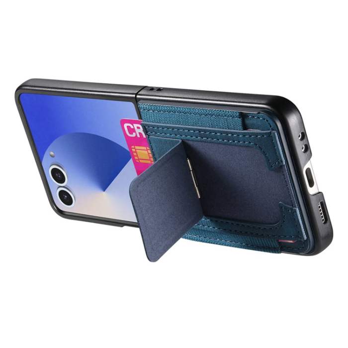 A-One Brand - Galaxy Z Flip 7 Mobilskal Kickstand Retro Korthållare - Blå
