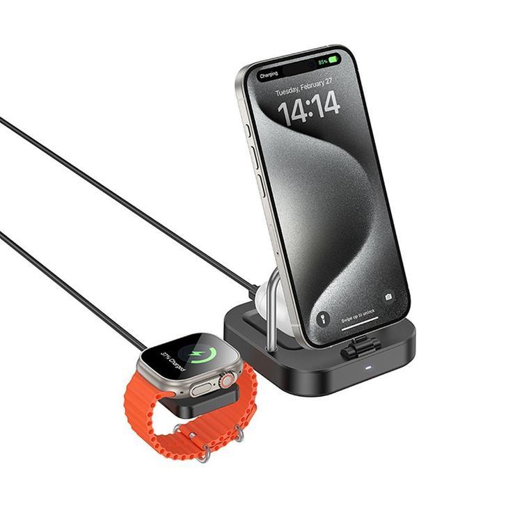 Hoco 3in1 Trådlös Laddare Apple Watch iPhone Airpods 5W 3A CQ16A (Svart) | 505295 | AlltMobil