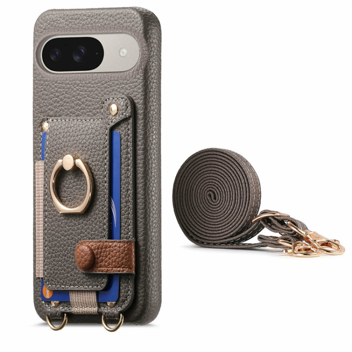 A-One Brand - Google Pixel 10/10 Pro Mobilskal med Korthållare Ring Kickstand - Grå