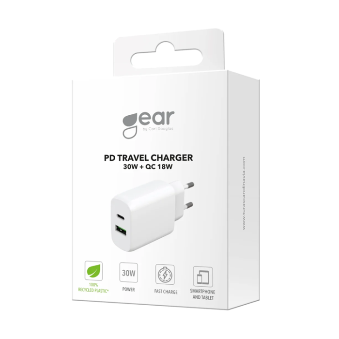 GEAR - Gear Snabbladdare PD/PPS 30W QC 18W 1xUSB-C 1xUSB-A