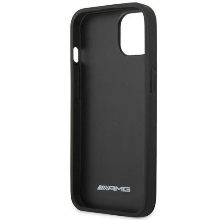 AMG - AMG iPhone 14 Plus Skal Läder Debossed Lines - Svart