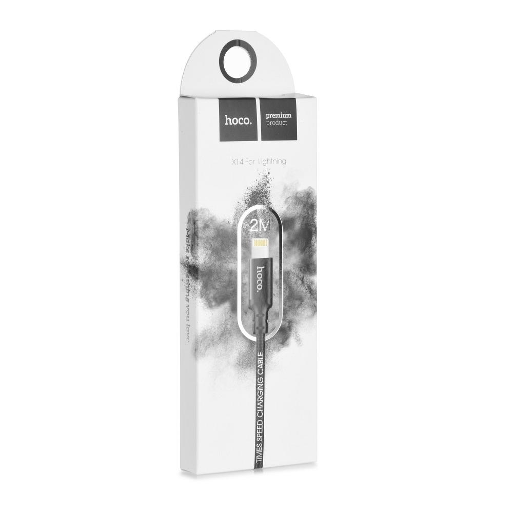 HOCO snabbladdning USB-A till Lightning kabel X14 2m -Svart | 3541 | AlltMobil