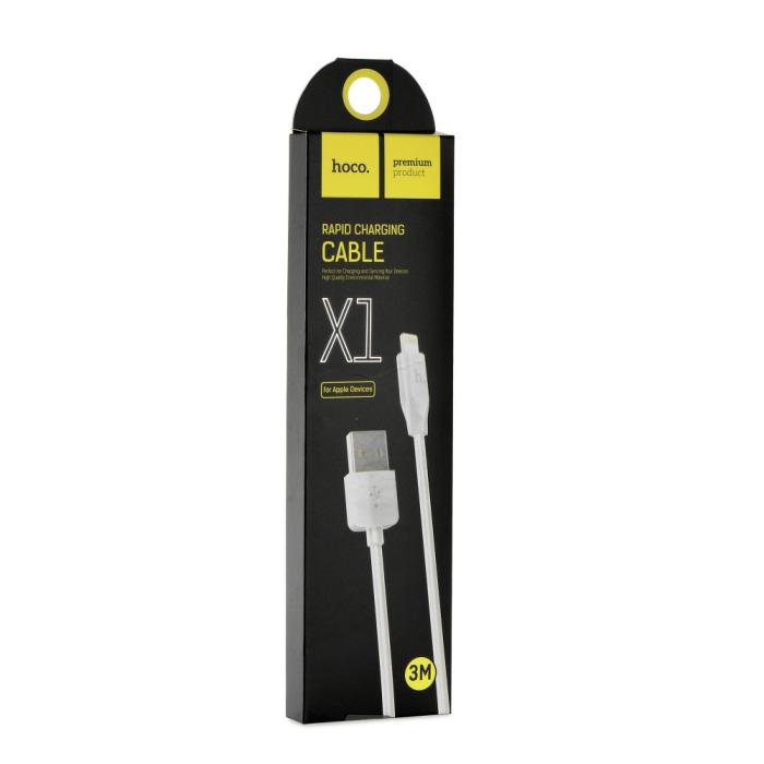 Hoco - HOCO snabbladdning USB-A till Lightning kabel X1 3m - Vit