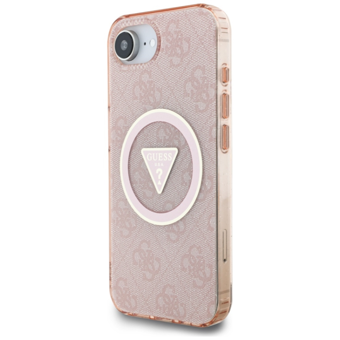 Guess - Guess iPhone 16e Mobilskal Magsafe Metal Glitter - Rosa
