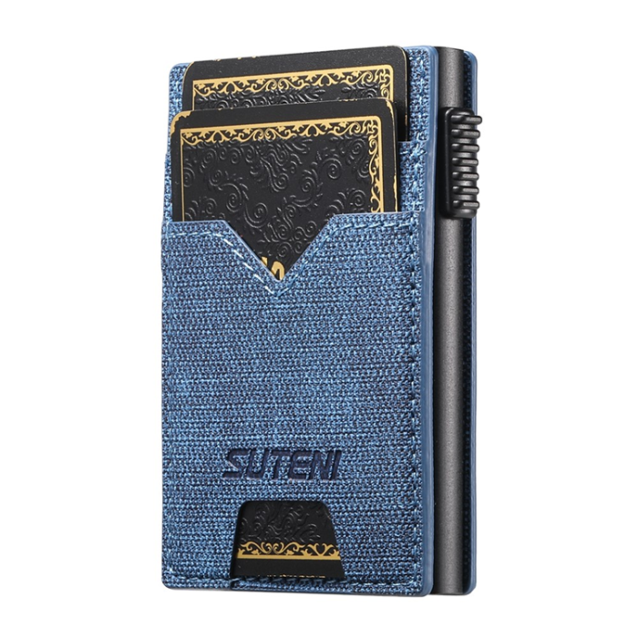 SUTENI - SUTENI Korthållare Automatiskt Pop-Up Double-Sided Jeans Texture