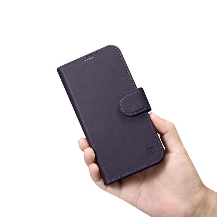 ICARER - iCarer iPhone 14 Plånboksfodral 2in1 Äkta Läder - Mörklila