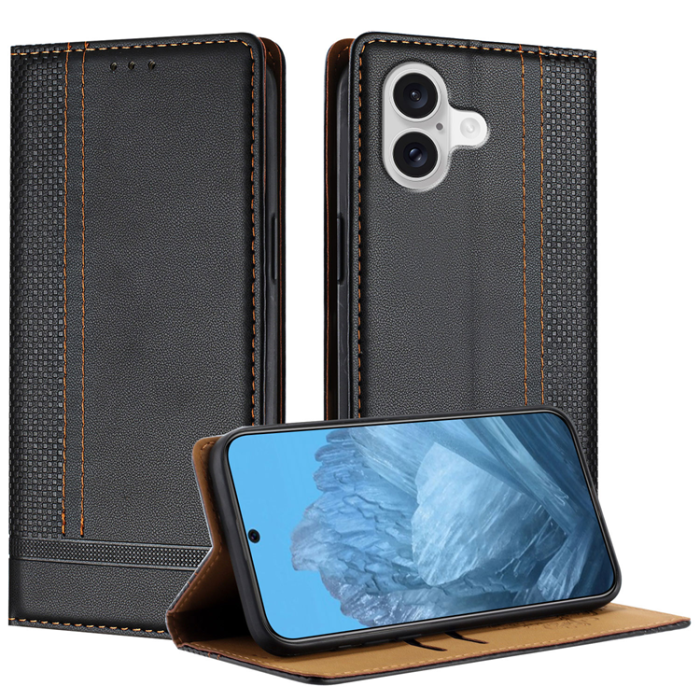 A-One Brand - iPhone 17 Plånboksfodral L Shaped Grid Pattern - Svart
