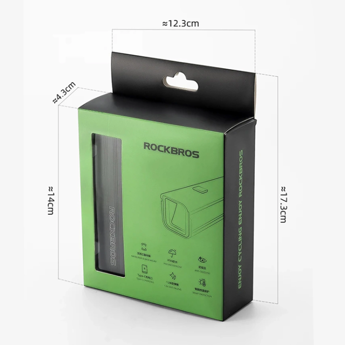 Rockbros - Rockbros Främre Cykelljus 5000mAh 1500lm IPX6 - Svart