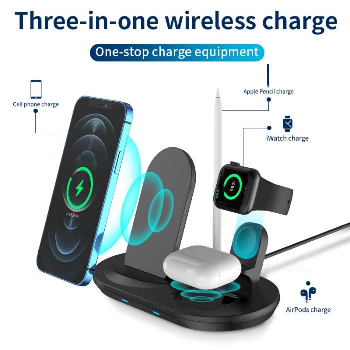 OEM - JJT-885 4 i 1 Trådlös Laddare för iPhone, Apple Watch, AirPods - Vit