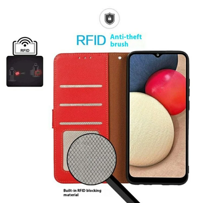 KHAZNEH - KHAZNEH iPhone 17 Pro Max Plånboksfodral RFID Blocking - Röd