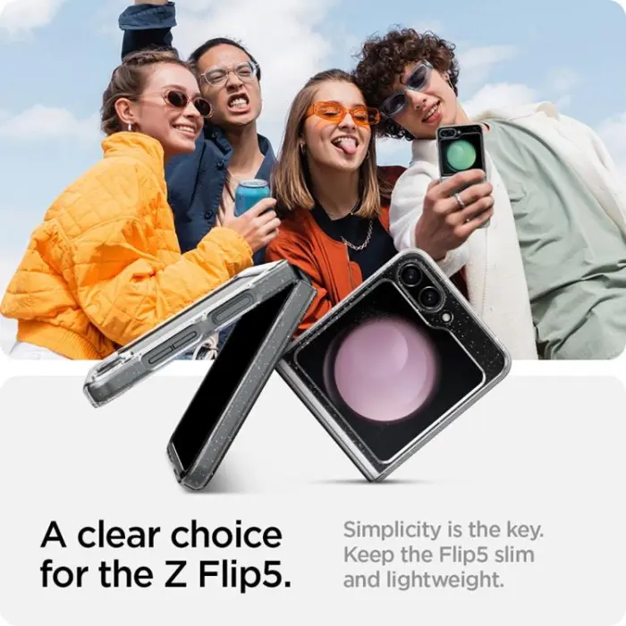 UTGATT - Spigen Galaxy Z Flip 5 Mobilskal Air Skin - Glitter Clear