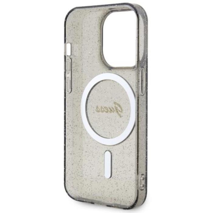 Guess - Guess iPhone 14 Pro Mobilskal MagSafe Glitter Guld - Svart