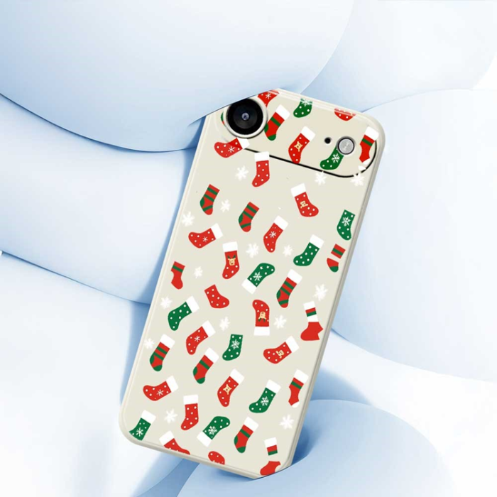 A-One Brand - iPhone Air Mobilskal Röd och Grön Socks Pattern TPU - Lila