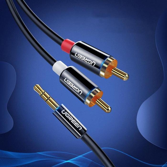 UTGATT1 - Ugreen Audio 3.5 mm Mini jack 2 RCA Kabel 2 m - Svart