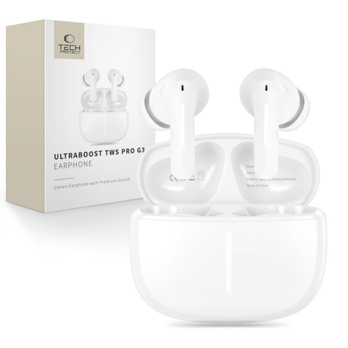 Tech-Protect - Tech-Protect TWS In-Ear Hörlurar Ultraboost Pro G3 - Vit