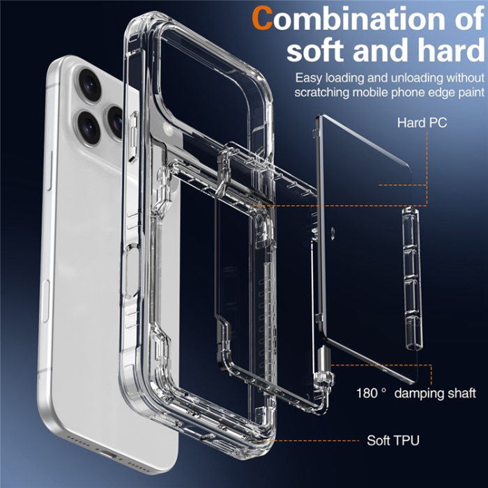 A-One Brand - iPhone 17 Pro Max Mobilskal Korthållare Kickstand - Transparent