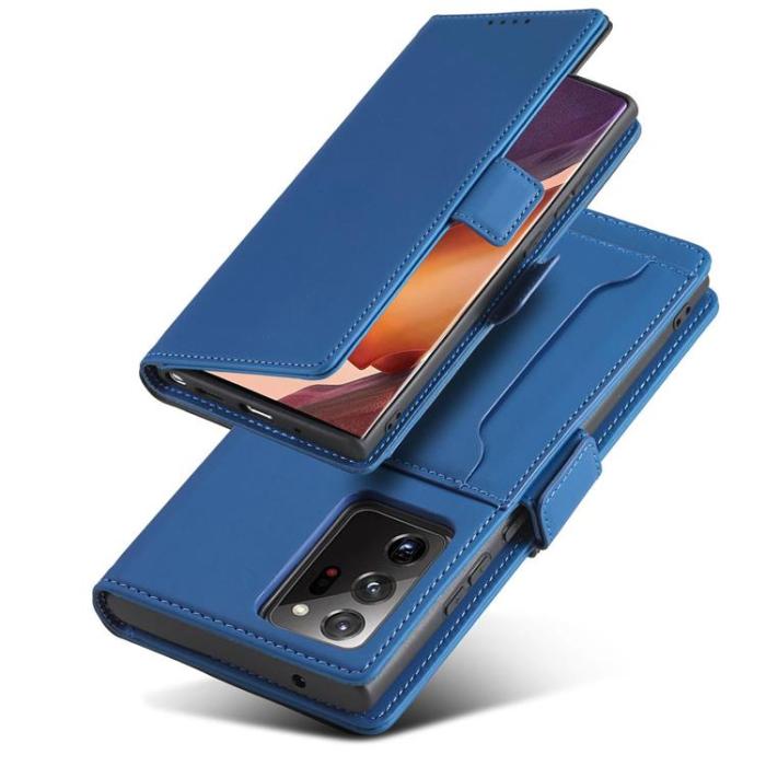 OEM - Galaxy S22 Ultra Plånboksfodral Magnet Stand - Blå