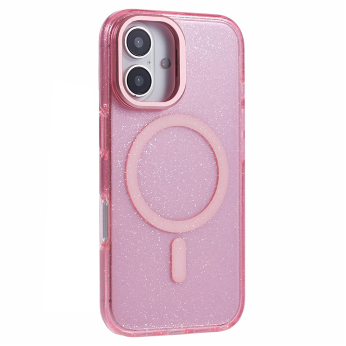 KIGC - KIGC iPhone 16 Mobilskal MagSafe Epoxy Kickstand - Rosa