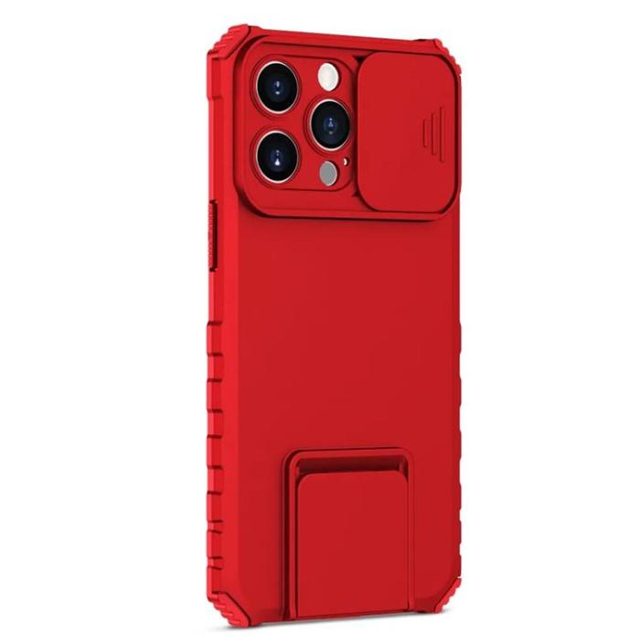 Taltech - iPhone 15 Pro Max Mobilskal med Skjutkameralock - Röd