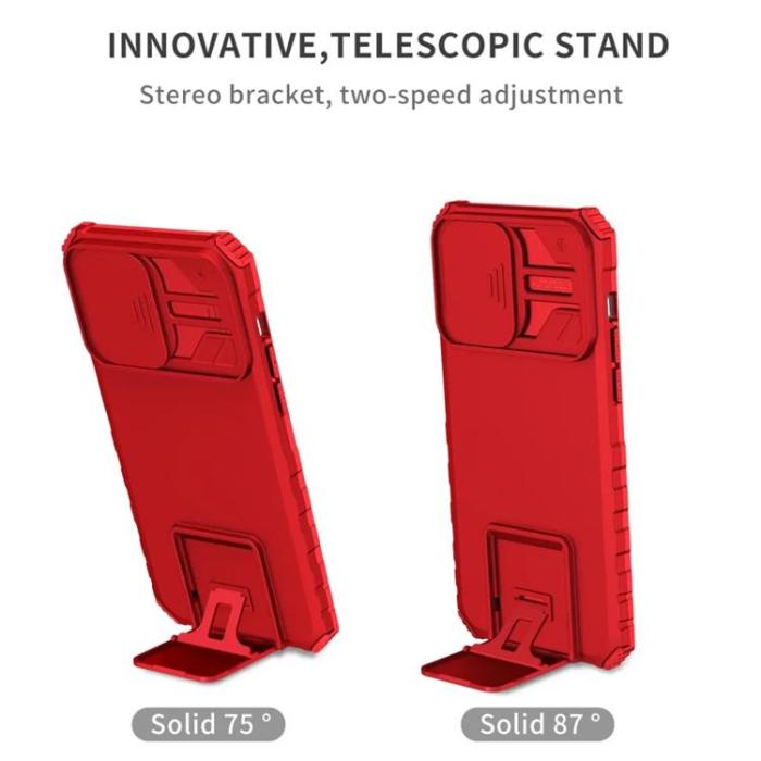 Taltech - iPhone 15 Pro Max Mobilskal med Skjutkameralock - Röd