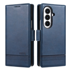 AZNS - AZNS Galaxy Z Fold 7 Plånboksfodral Cowhide Läder - Blå