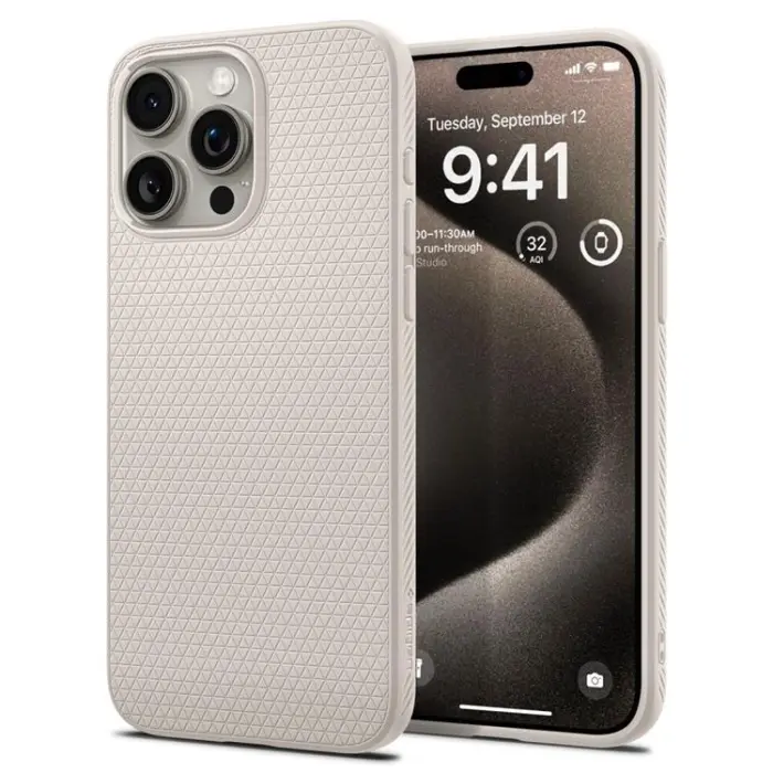 UTGATT - Spigen iPhone 15 Pro Max Mobilskal Liquid Air - Natural Titanium