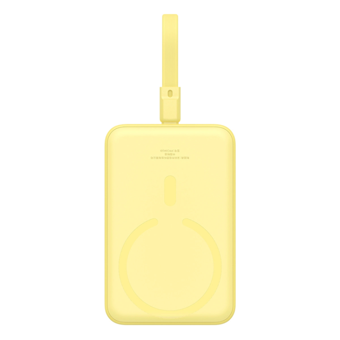 BASEUS - Baseus Magsafe Powerbank 10000mAh 20W Med Built-in Lightning Kabel - Gul