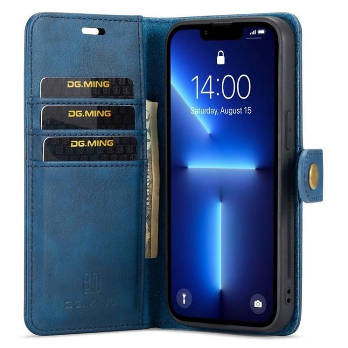 DG.MING - DG.MING iPhone 15 Pro Max Plånboksfodral Äkta Läder 2in1 - Blå